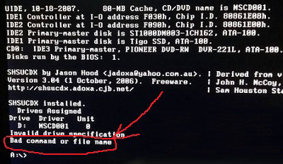 重装win7 ghost系统重启出现Bad command or file name的解决方法